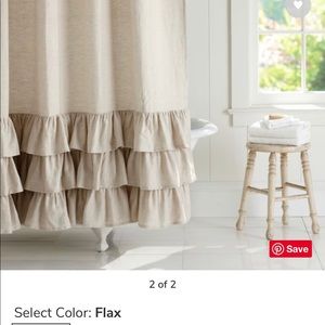 Pottery Barn ruffle linen shower curtain
